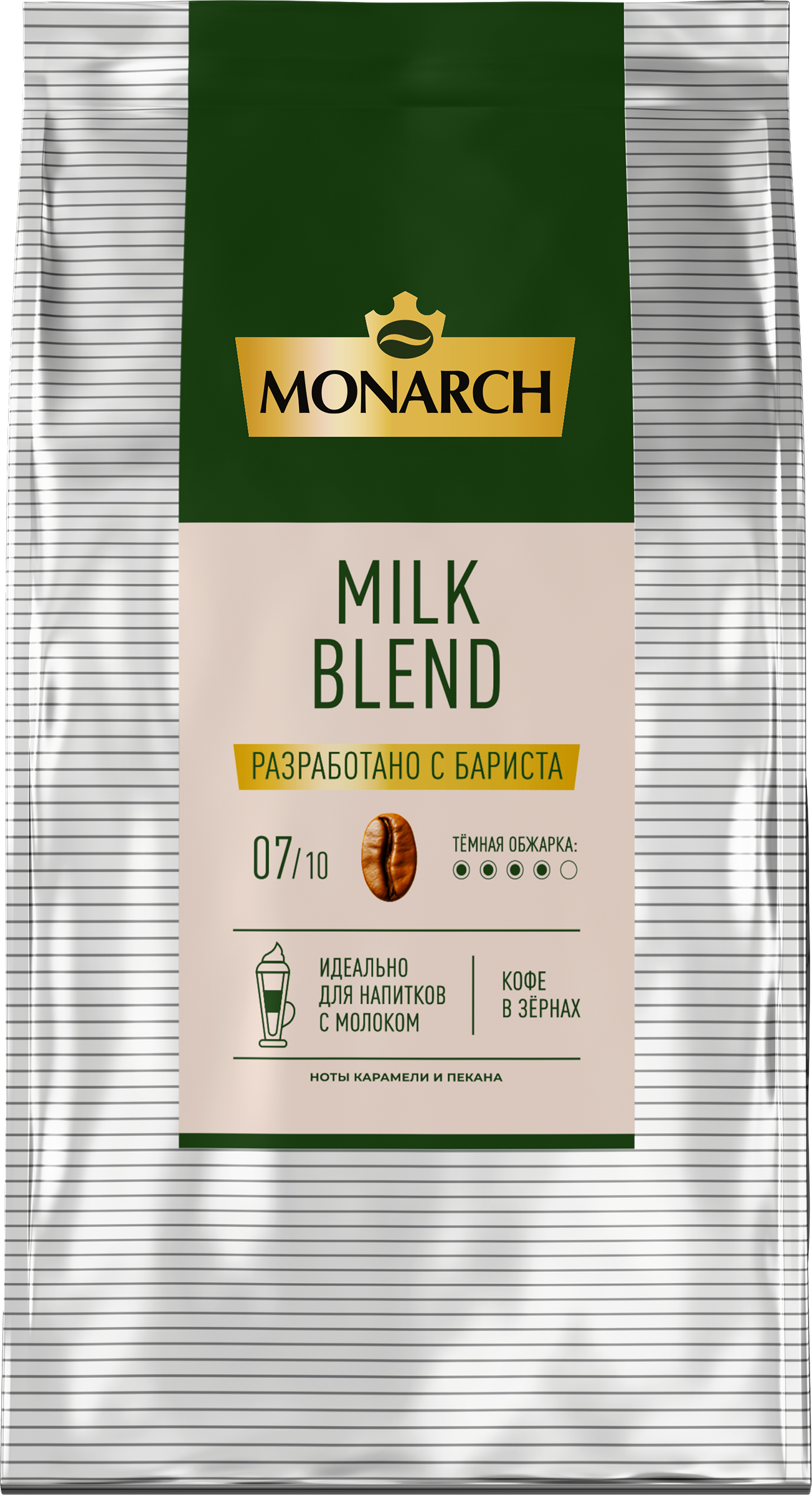 Изображение товара Кофе зерновой MONARCH Milk Blend, 1000г Изображение товара Кофе зерновой MONARCH Milk Blend, 1000г
