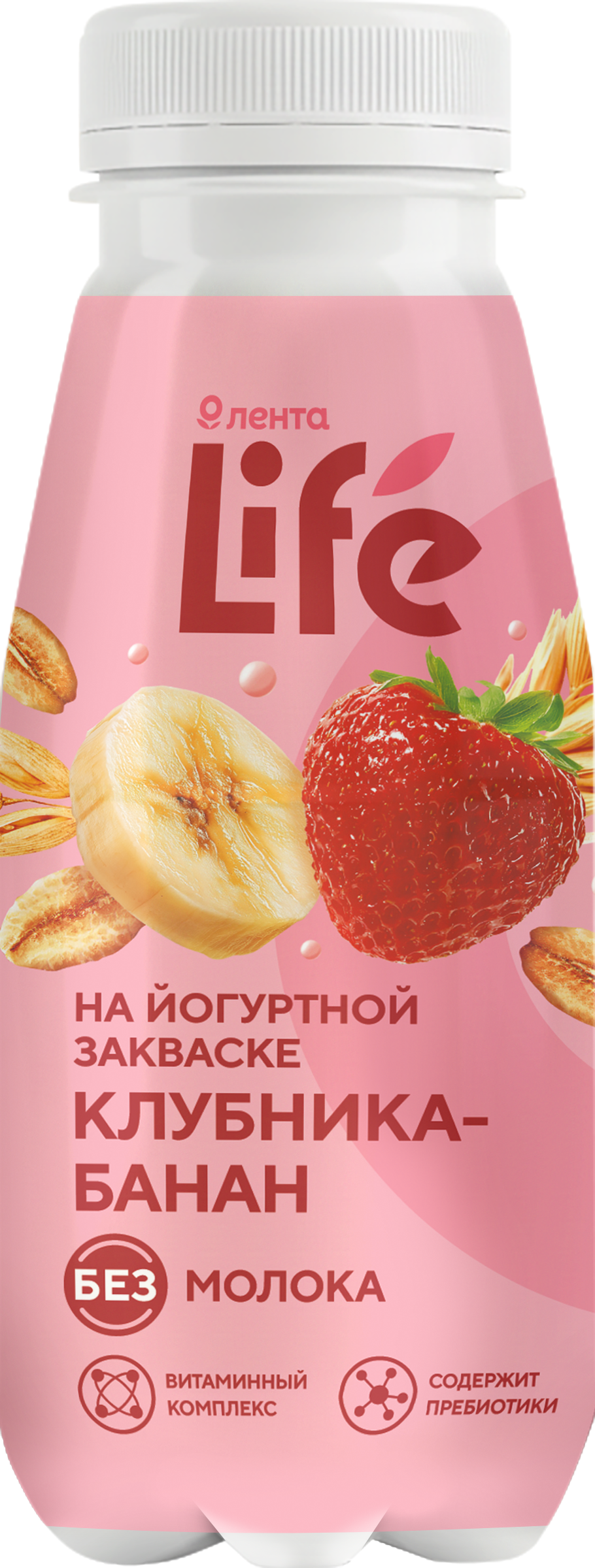 Изображение товара Напиток растительный ЛЕНТА LIFE Йогуртный Клубника-банан, 250г