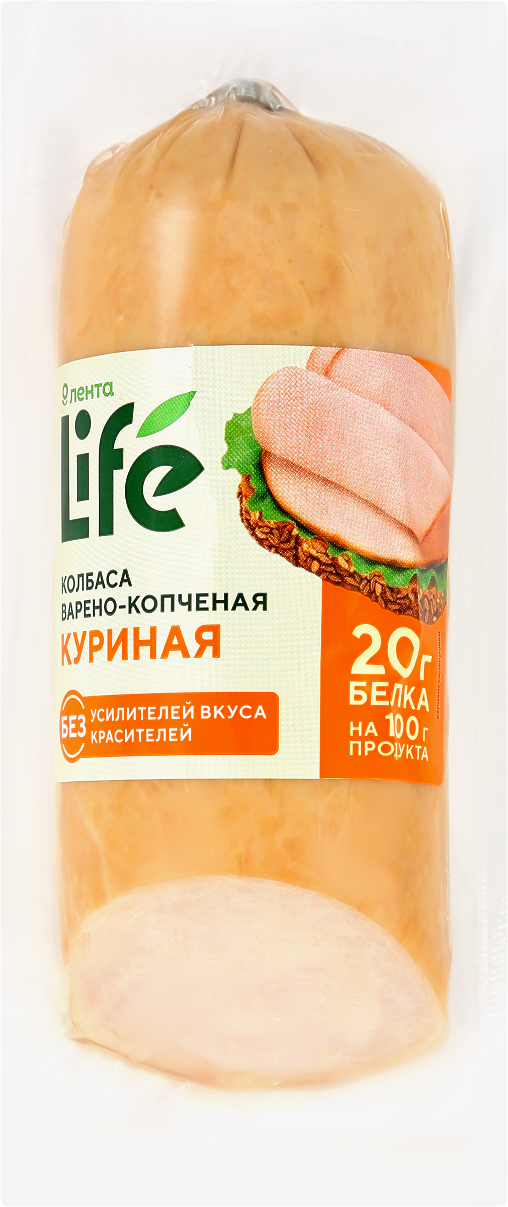 Изображение товара Колбаса варено-копченая ЛЕНТА LIFE куриная, 300г