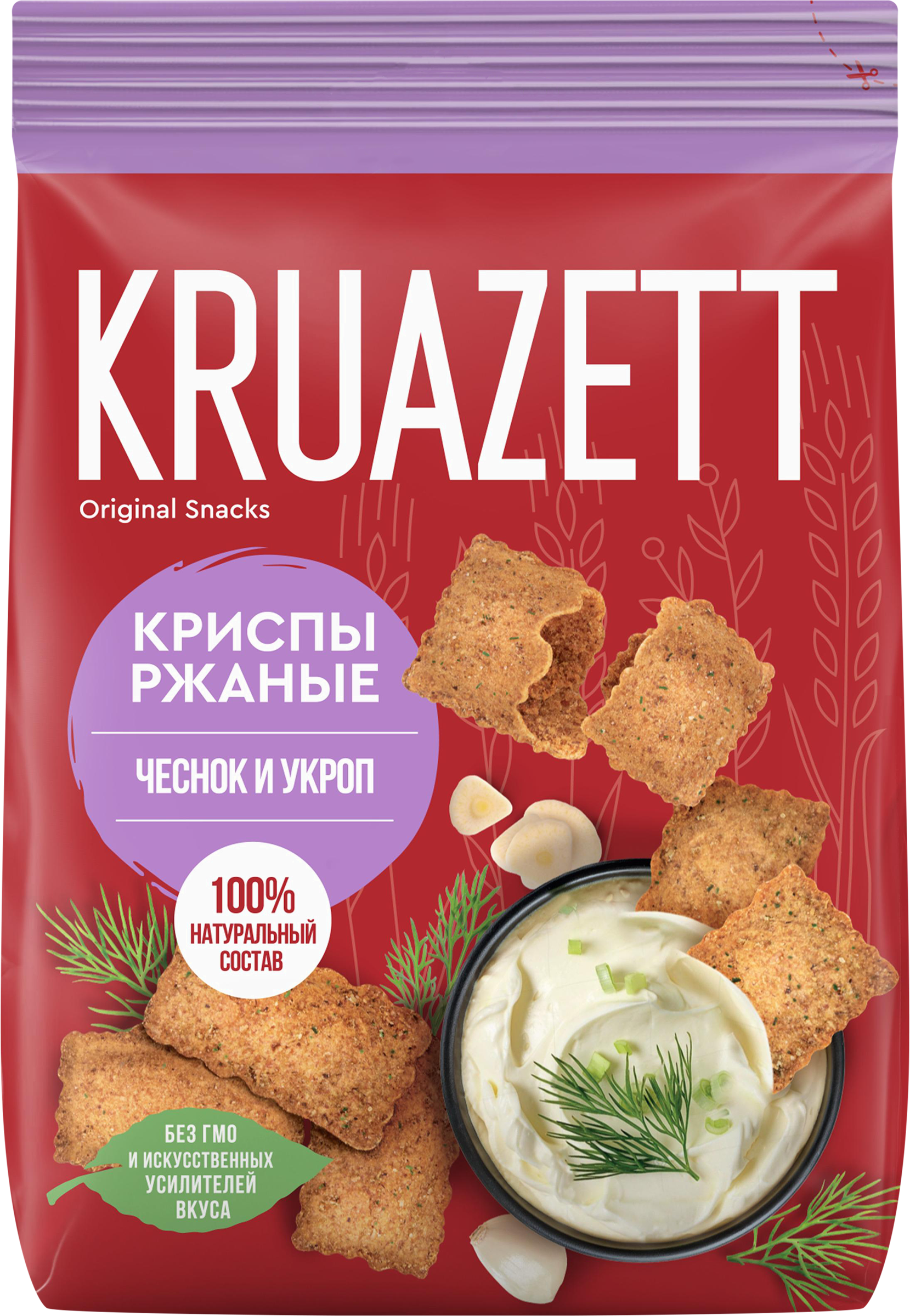 Изображение товара Сухарики KRUAZETT Криспы с чесноком и укропом 70 г