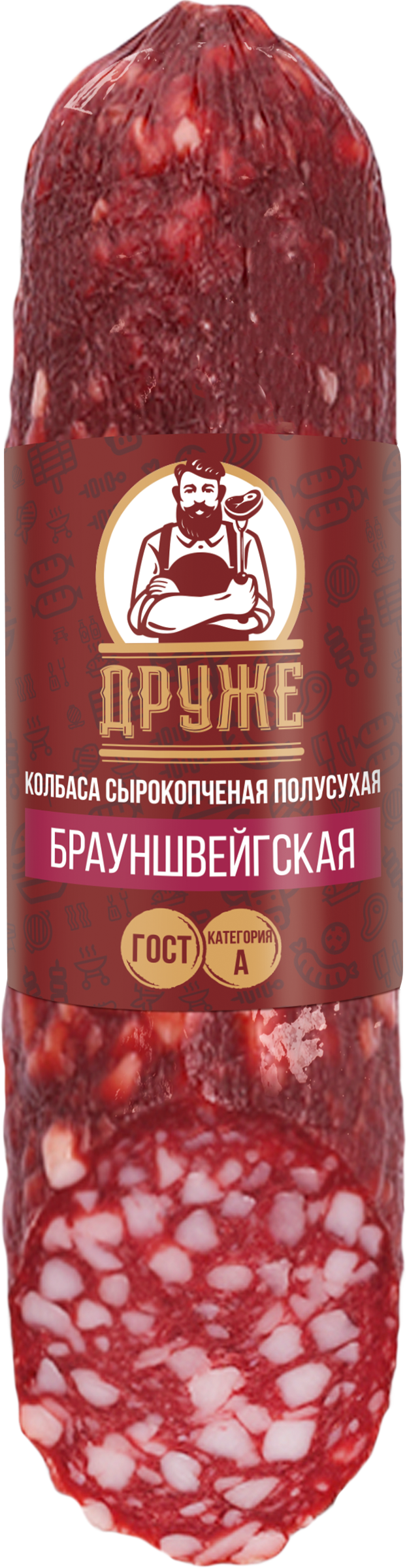Изображение товара Колбаса сырокопченая ДРУЖЕ Брауншвейгская ГОСТ, 200г
