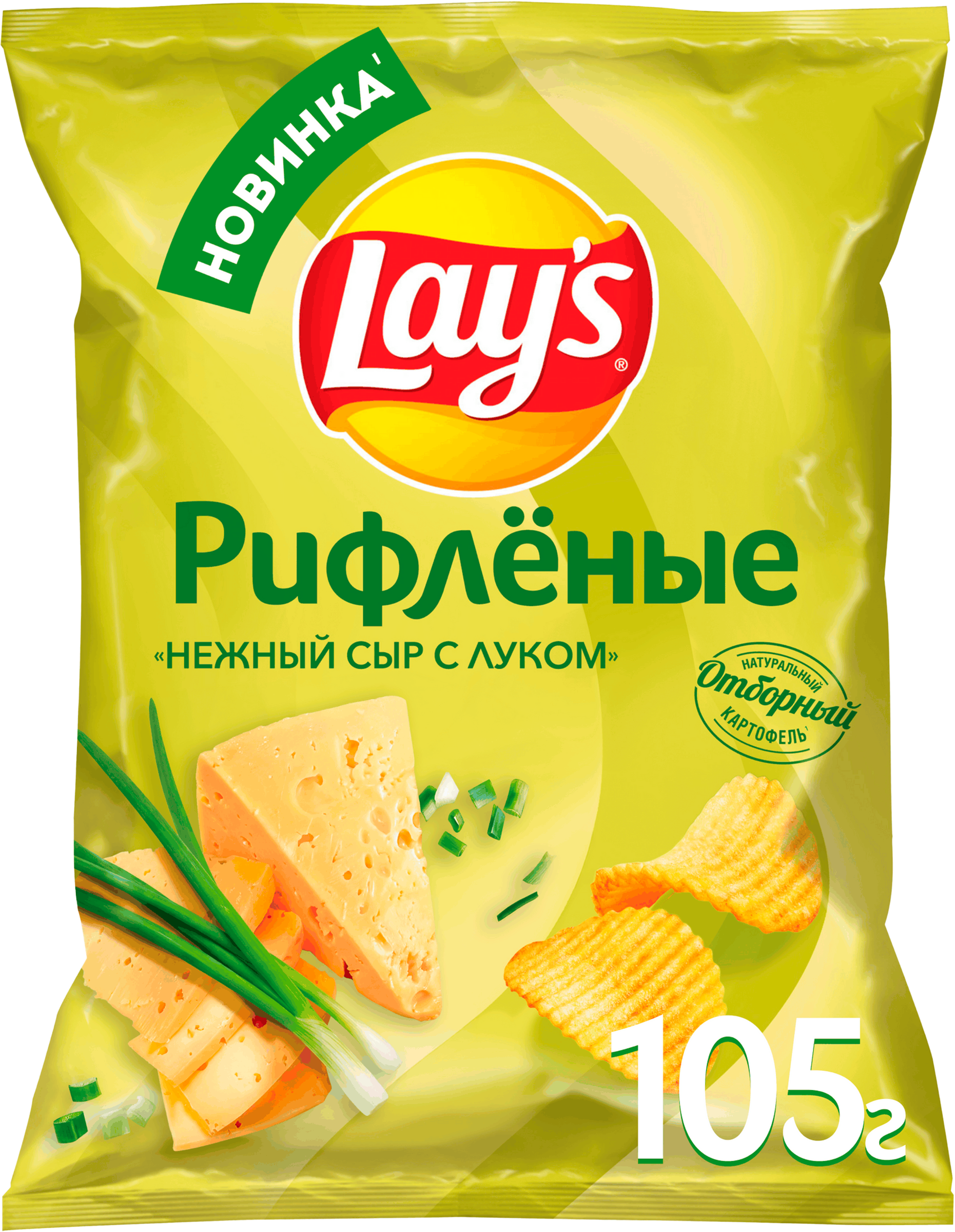 Изображение товара Чипсы картофельные LAY'S Нежный сыр с луком, рифленые, 105г Изображение товара Чипсы картофельные LAY'S Нежный сыр с луком, рифленые, 105г