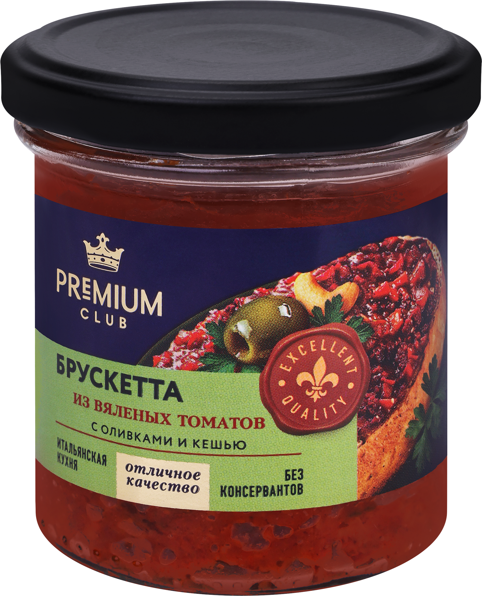 Изображение товара Брускетта PREMIUM CLUB из вяленых томатов с оливками и кешью, 125г