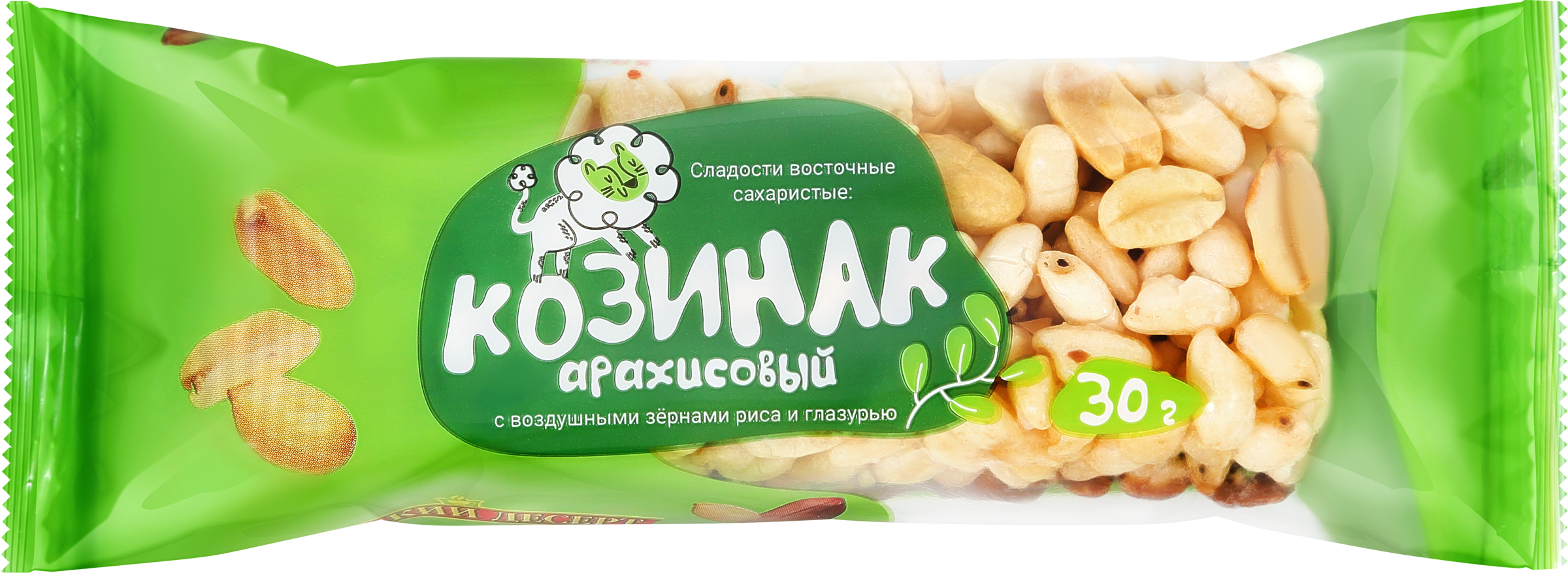 Изображение товара Козинак арахисовый РУССКИЙ ДЕСЕРТ с воздушными зернами риса и глазурью, 30г Изображение товара Козинак арахисовый РУССКИЙ ДЕСЕРТ с воздушными зернами риса и глазурью, 30г