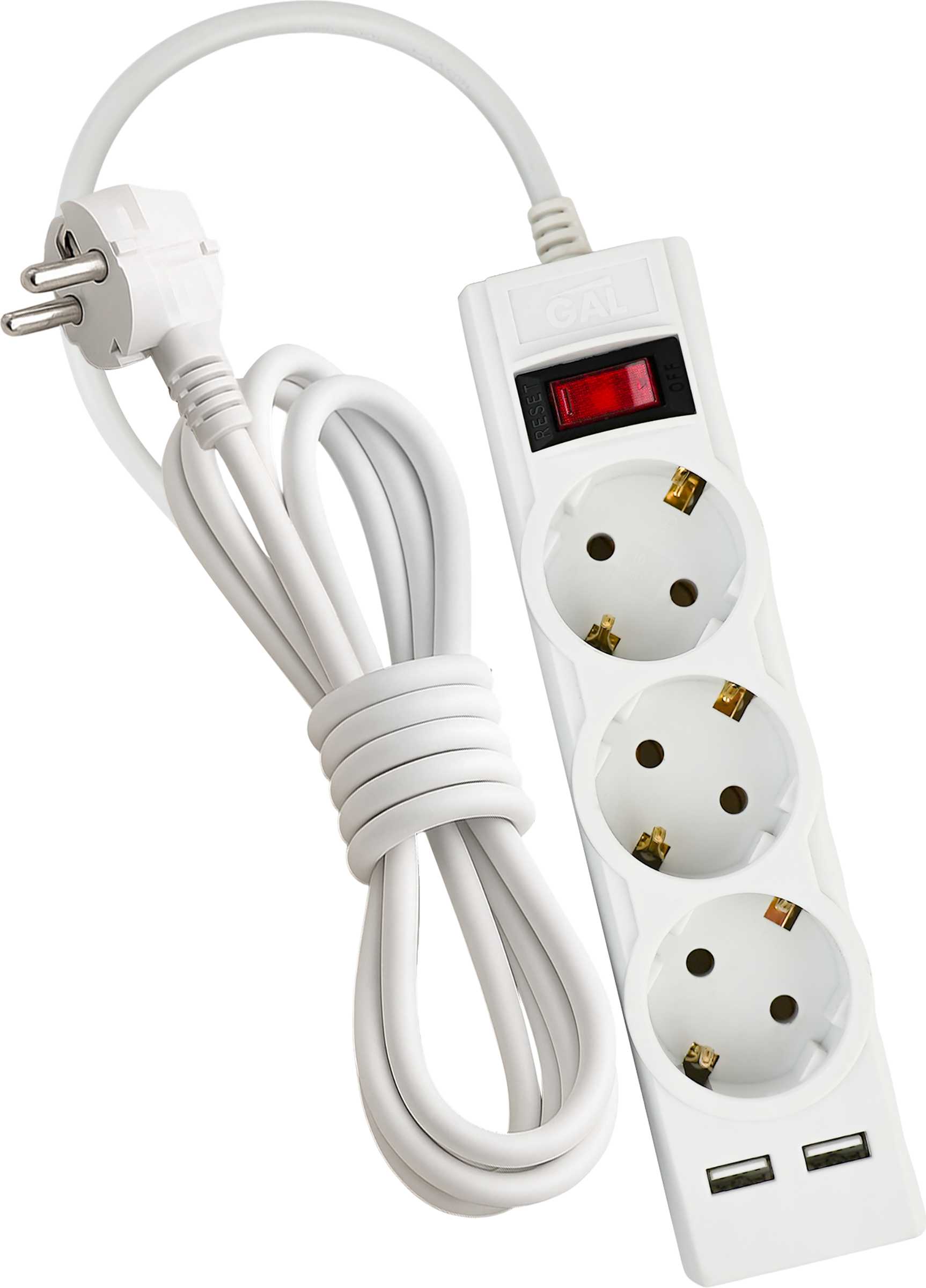 Изображение товара Удлинитель GAL с сетевыми фильтрами и USB портами 3 розетки 5м белый Изображение товара Удлинитель GAL с сетевыми фильтрами и USB портами 3 розетки 5м белый