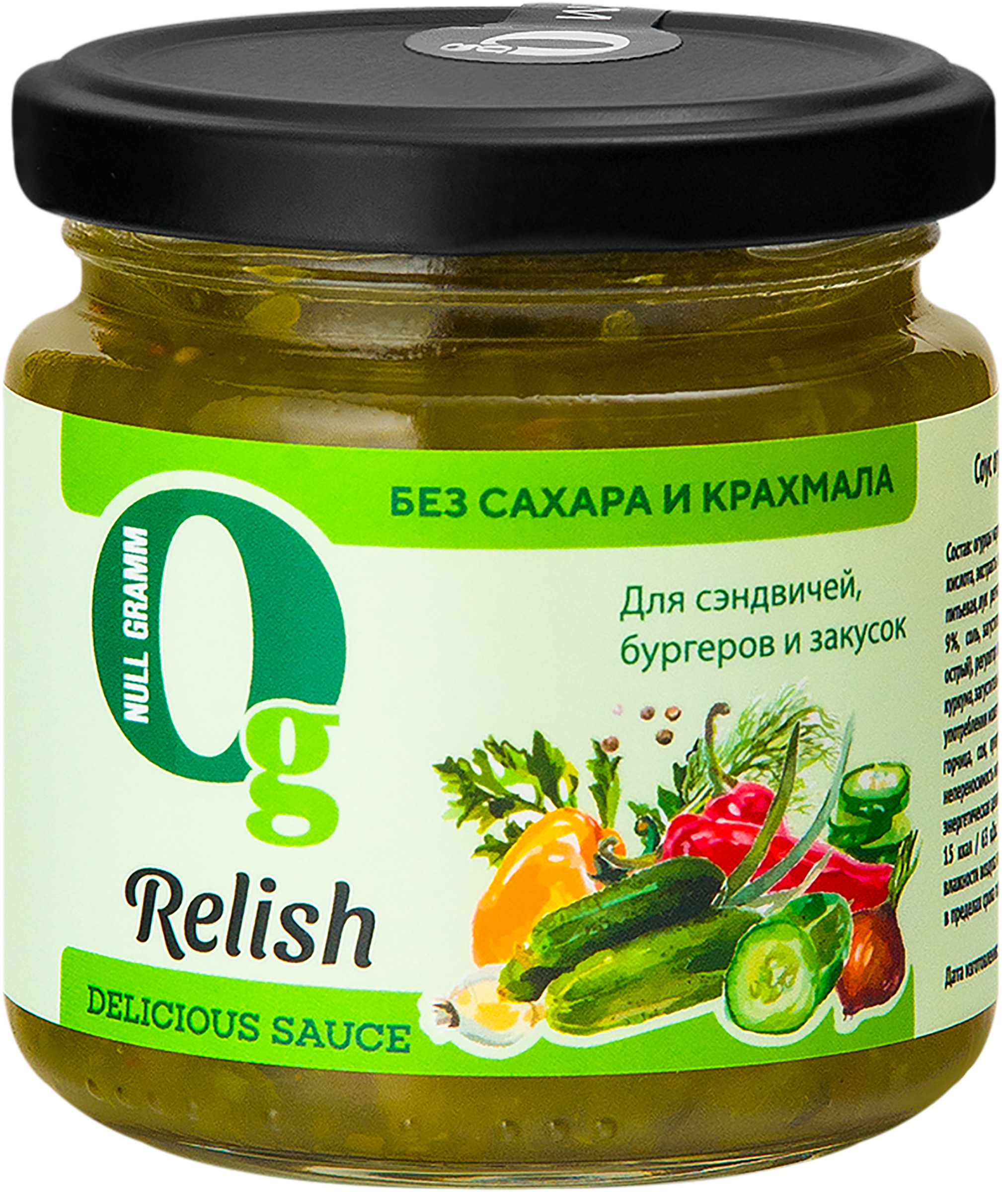 Изображение товара Соус НОЛЬ ГРАММ Релиш с огурцами и горчицей, без сахара и крахмала, 190г