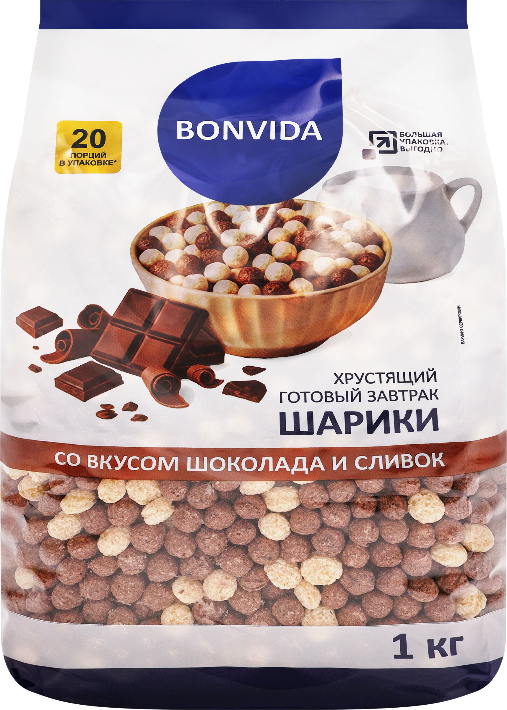 Изображение товара Готовый завтрак BONVIDA Шарики со вкусом шоколада и сливок, 1кг Изображение товара Готовый завтрак BONVIDA Шарики со вкусом шоколада и сливок, 1кг