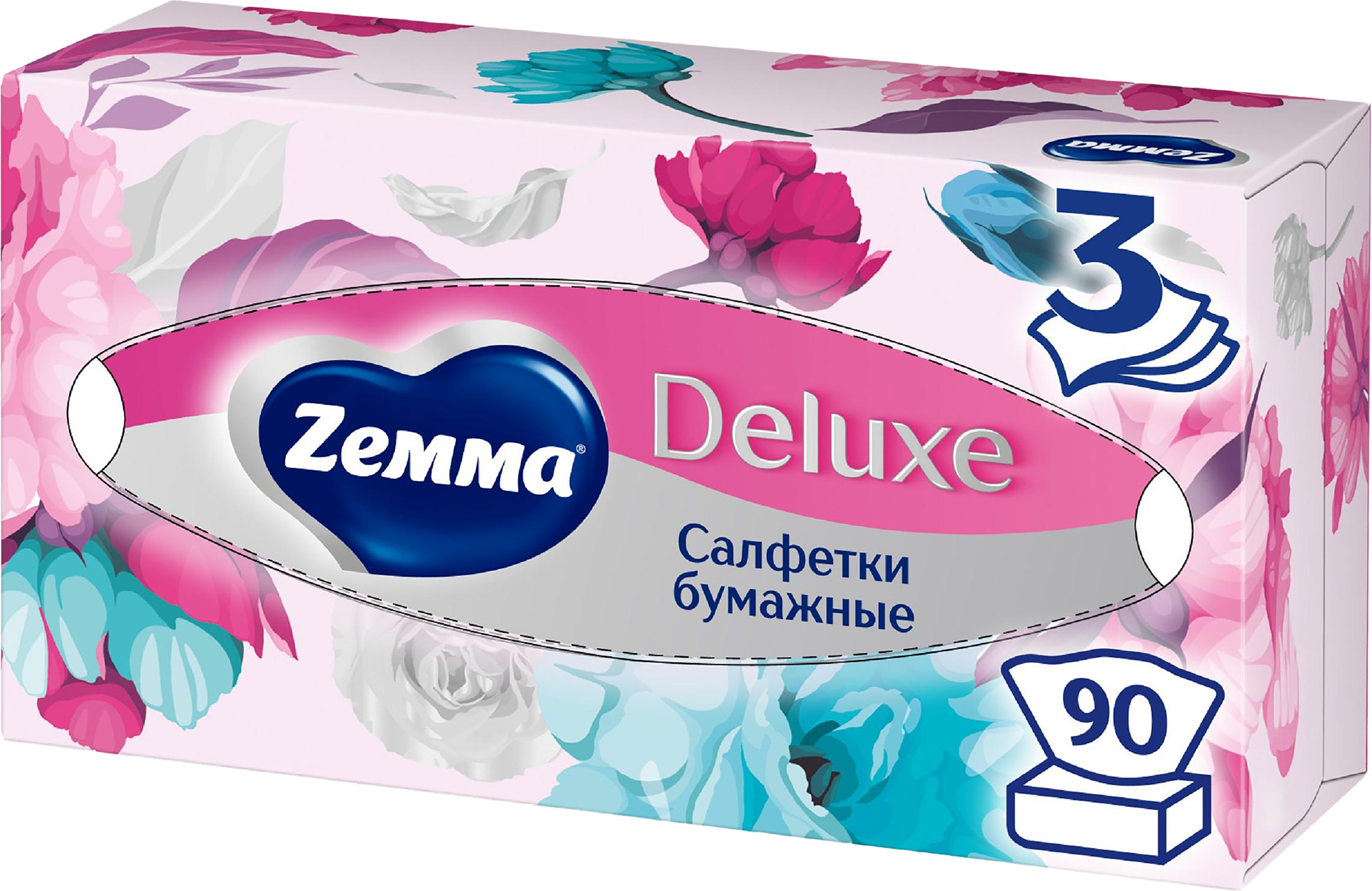 Изображение товара Салфетки бумажные ZEMMA Deluxe Design 3 слоя, в ассортименте, 90шт Изображение товара Салфетки бумажные ZEMMA Deluxe Design 3 слоя, в ассортименте, 90шт
