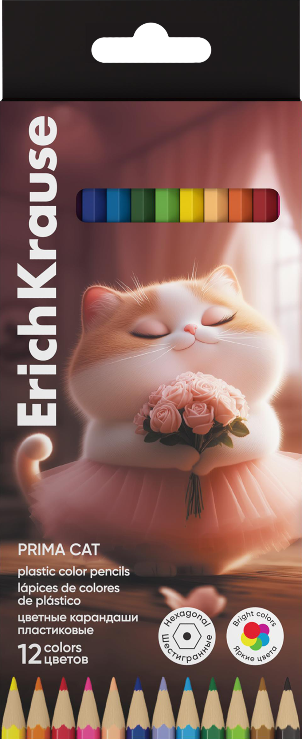 Изображение товара Карандаши цветные ERICHKRAUSE Прима-кошка, пластиковые, шестигранные, 12 цветов, 12шт Изображение товара Карандаши цветные ERICHKRAUSE Прима-кошка, пластиковые, шестигранные, 12 цветов, 12шт