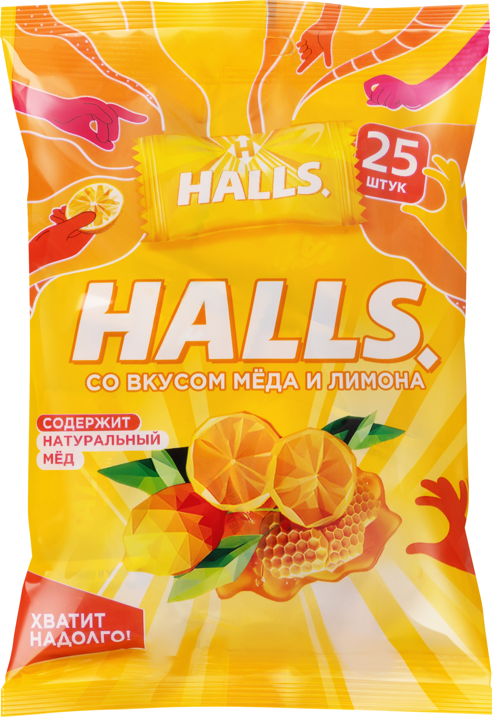 Изображение товара Карамель леденцовая HALLS со вкусом меда и лимона, 68г