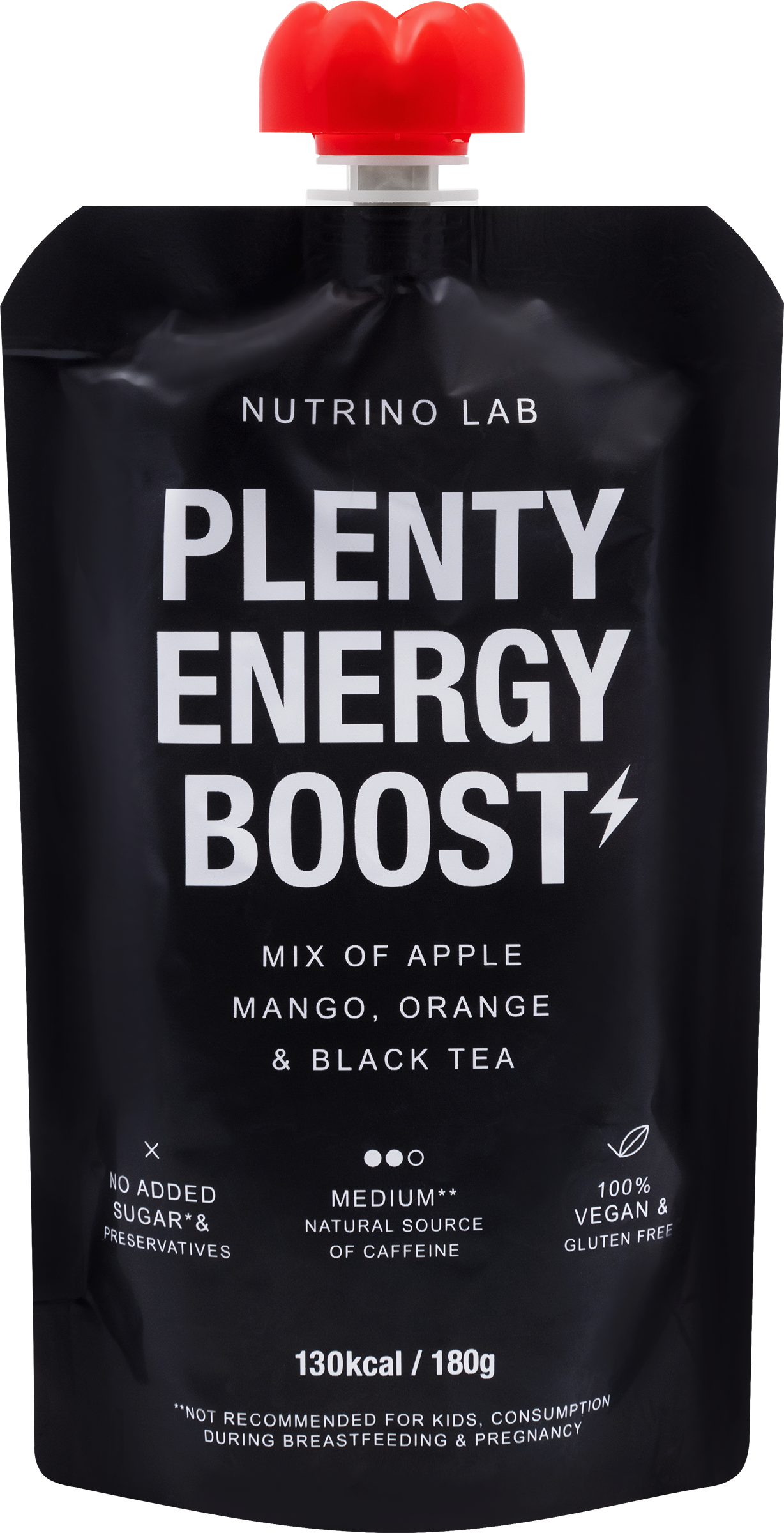 Изображение товара Пюре фруктовое NUTRINO LAB Plenty Energy Boost, из яблока, манго, апельсина и черного чая, 180г