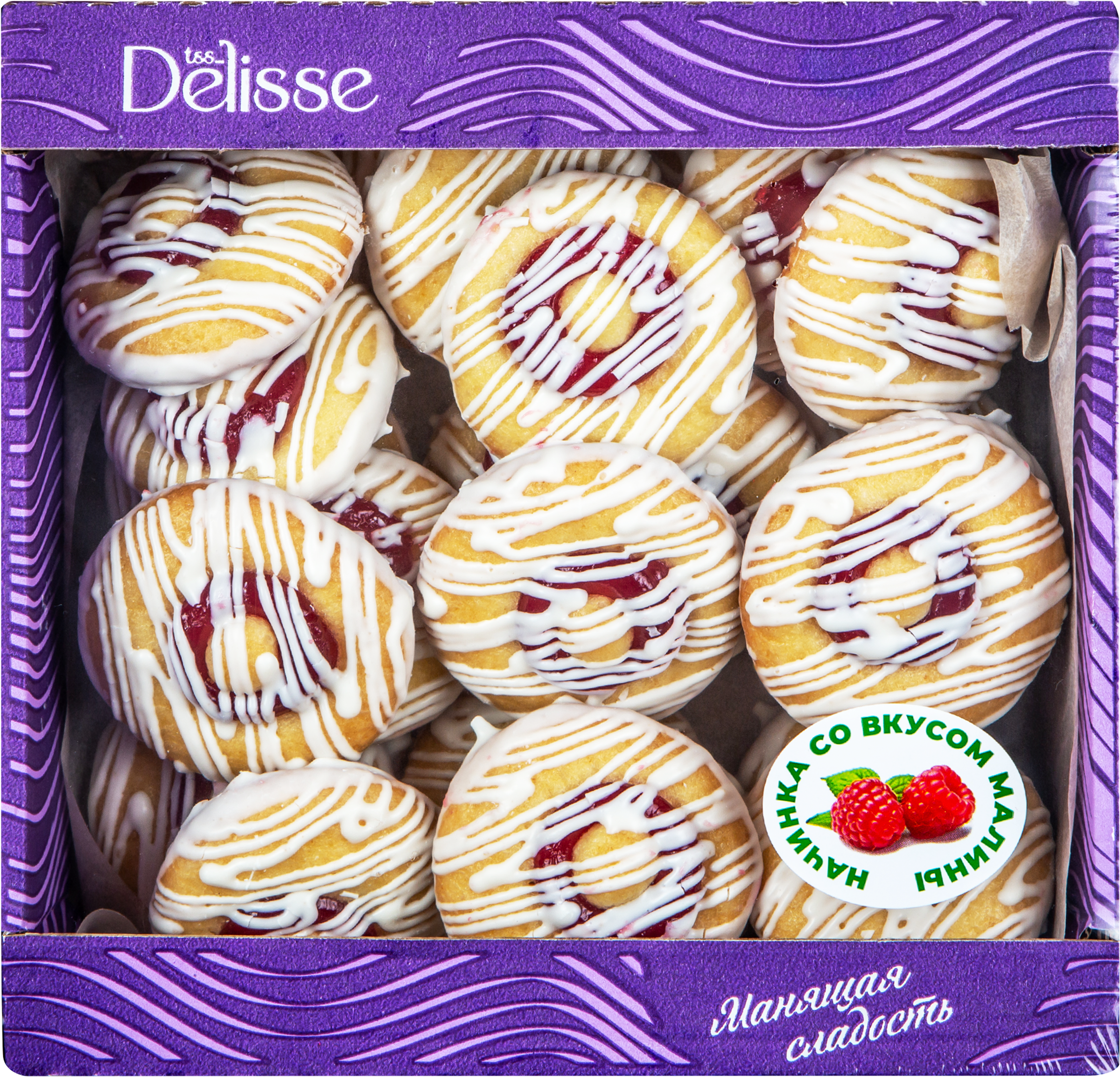 Изображение товара Печенье бисквитное DELISSE с начинкой со вкусом малины, в белой глазури, 450г Изображение товара Печенье бисквитное DELISSE с начинкой со вкусом малины, в белой глазури, 450г