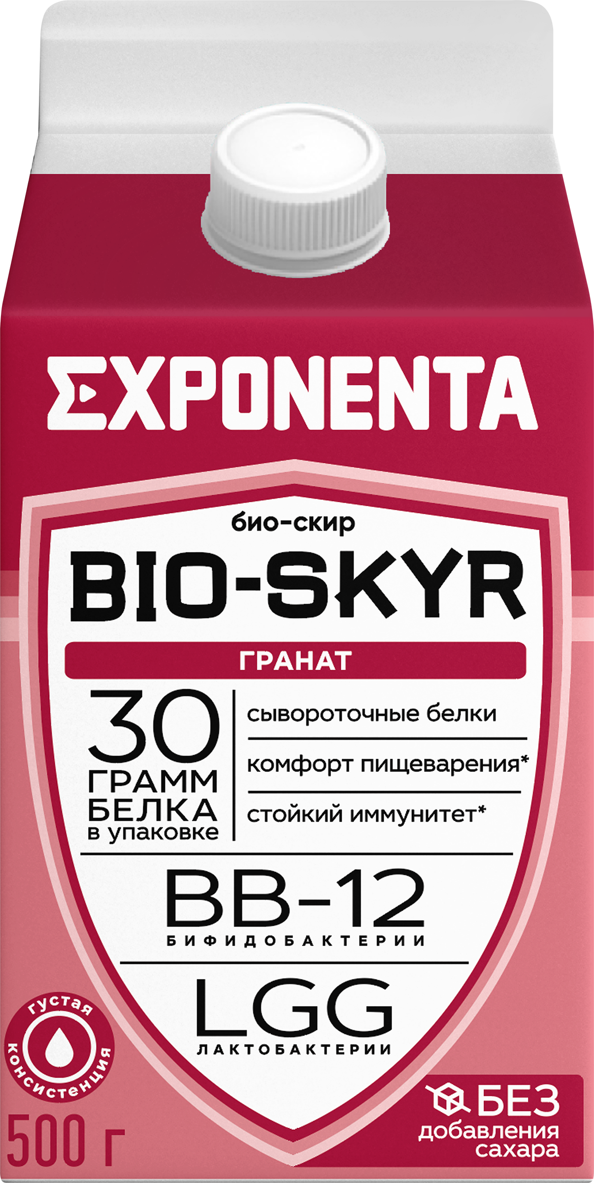 Изображение товара Напиток кисломолочный EXPONENTA BIO-SKYR 3в1 Гранат, обезжиренный с высоким содержанием белка, без змж, 500г