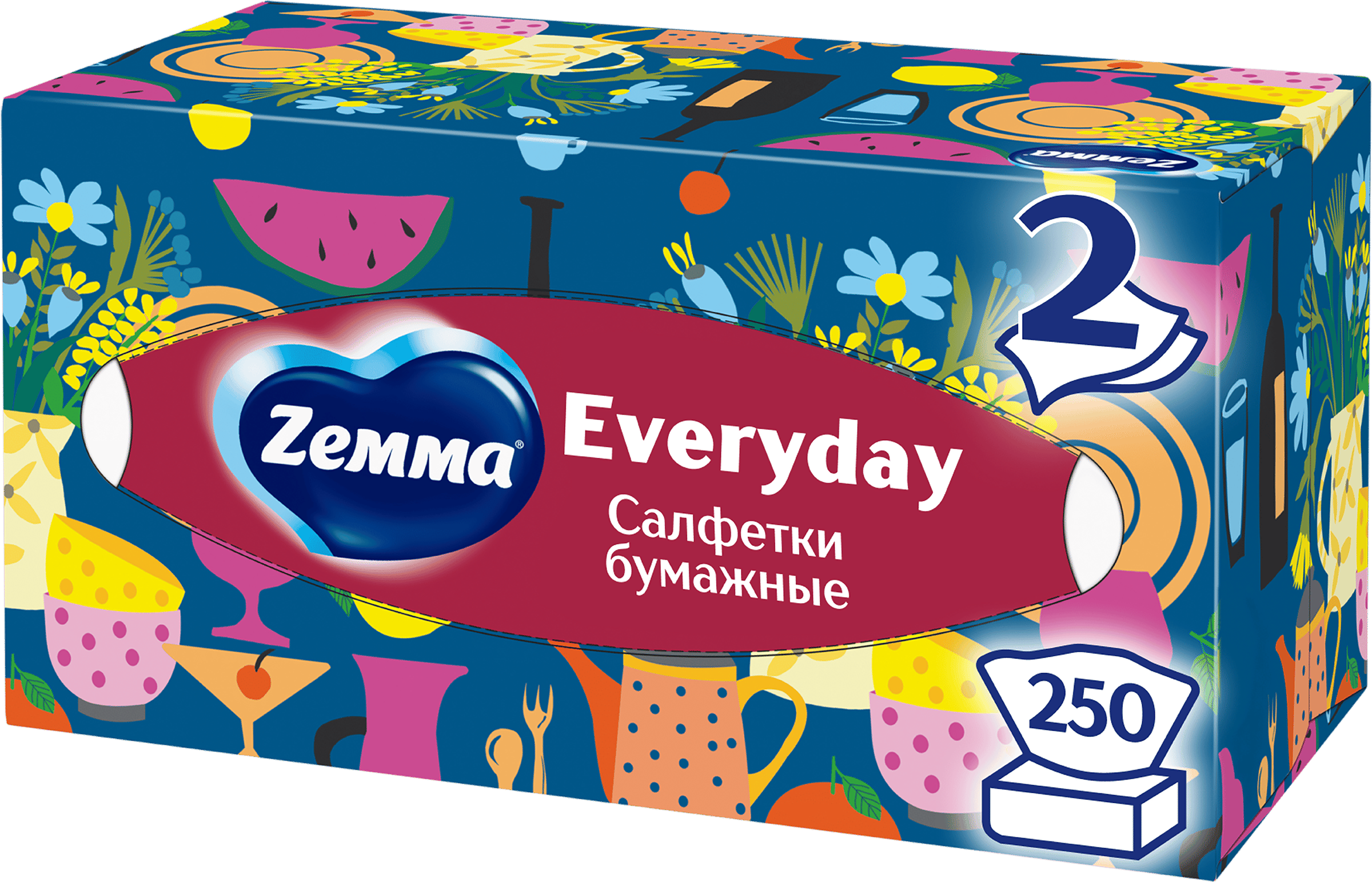 Изображение товара Бумажные салфетки ZEMMA Everyday 2 слоя, в коробке, 250 шт Изображение товара Бумажные салфетки ZEMMA Everyday 2 слоя, в коробке, 250 шт