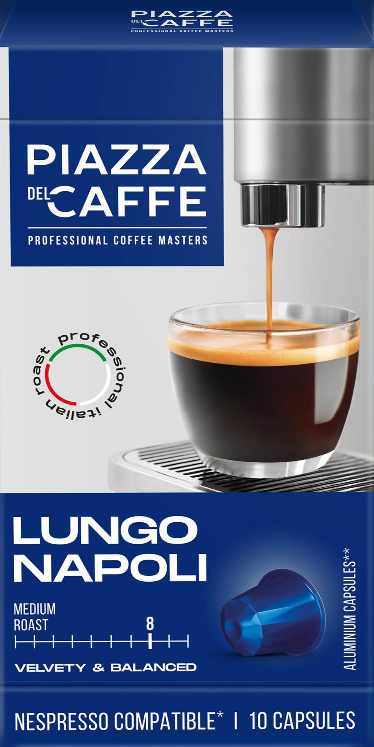 Изображение товара Кофе в капсулах PIAZZA DEL CAFFE Лунго Наполи молотый жареный, 10 шт