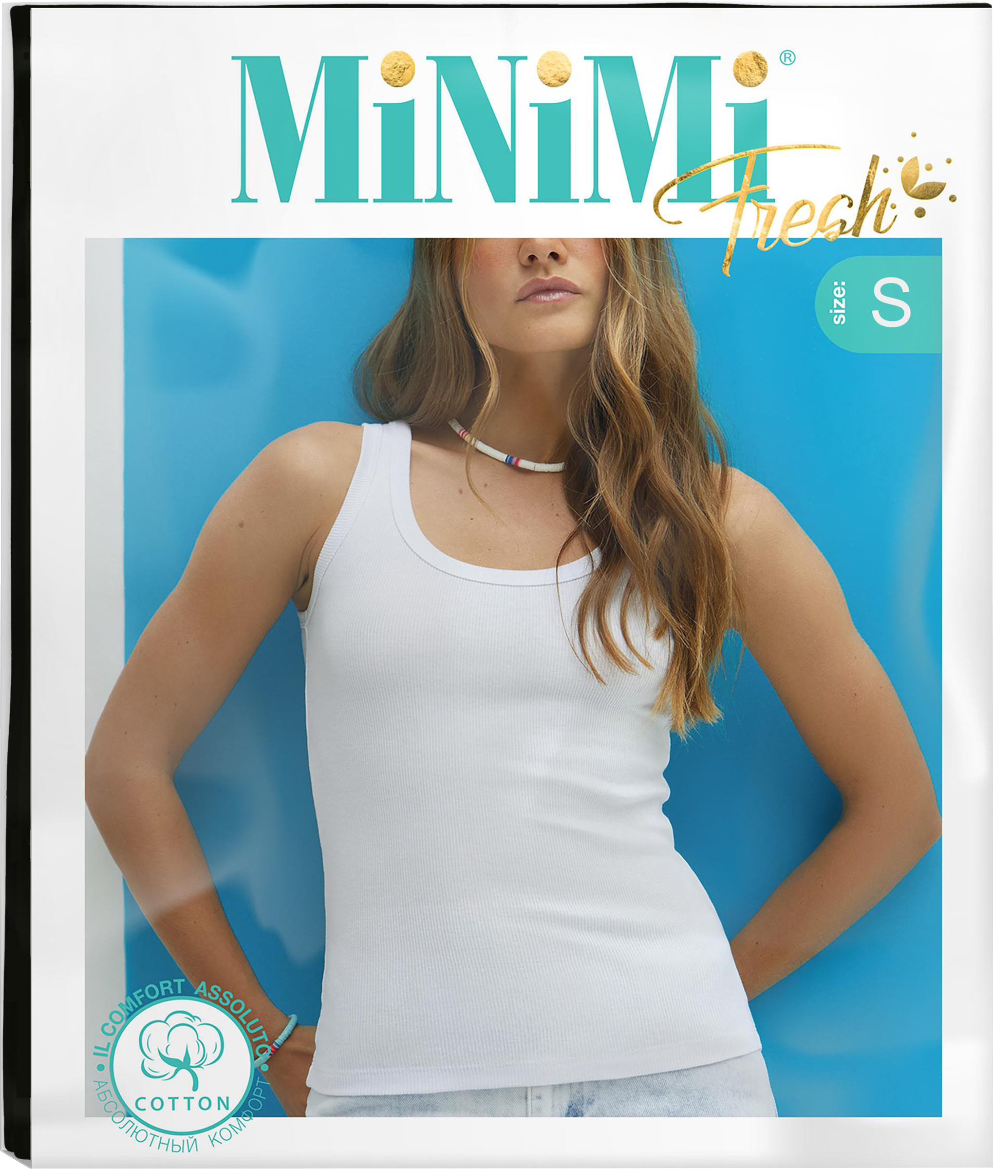 Изображение товара Женская майка MINIMI из кашкорсе с о-вырезом и эластичной тканью Изображение товара Женская майка MINIMI из кашкорсе с о-вырезом и эластичной тканью