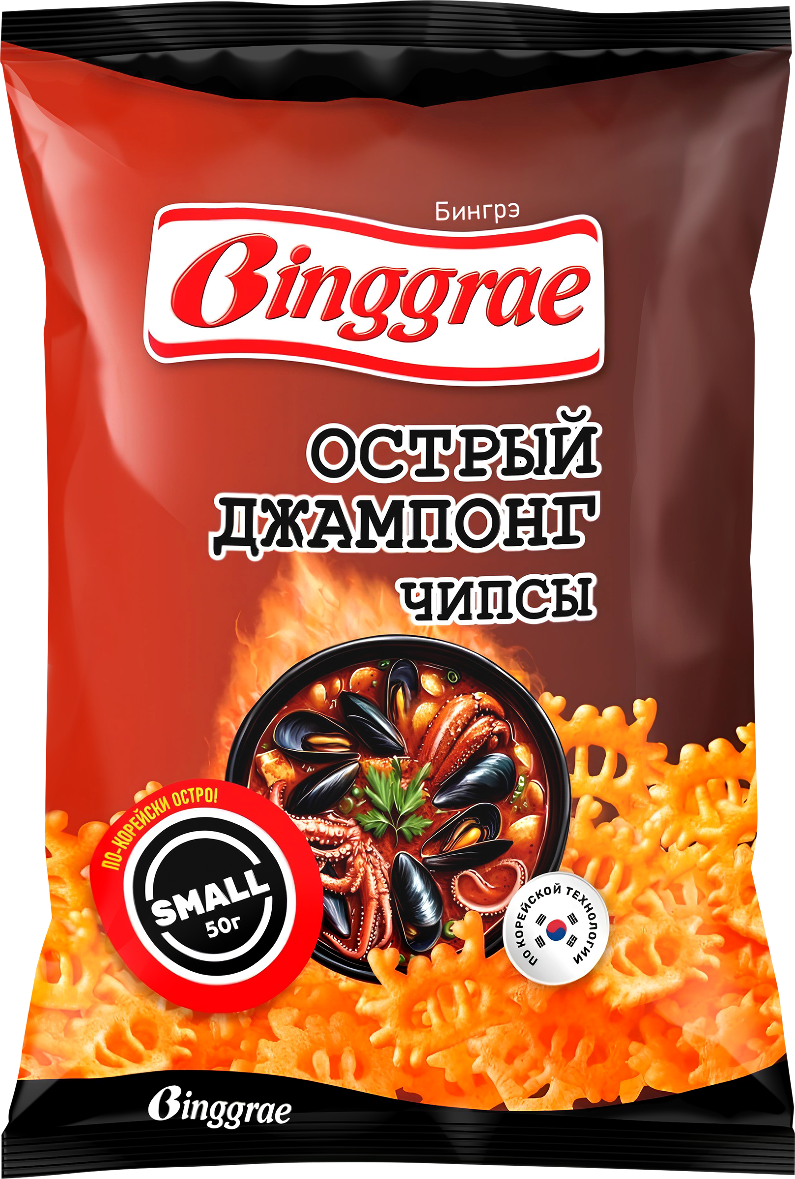 Изображение товара Чипсы пшеничные БИНГРЭ со вкусом острого корейского супа Джампонг 40г Изображение товара Чипсы пшеничные БИНГРЭ со вкусом острого корейского супа Джампонг 40г