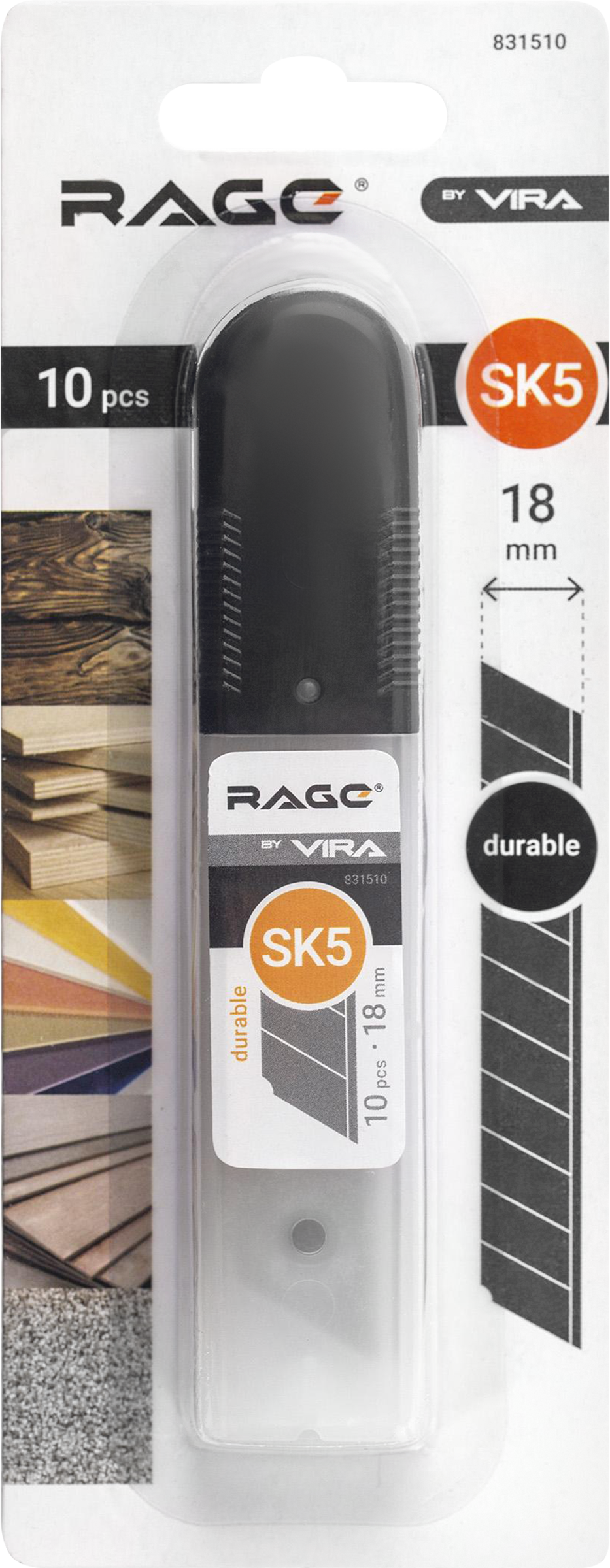 Изображение товара Лезвия для ножа RAGE BY VIRA сегментированные SK5 18мм, Арт. 831510, 10шт Изображение товара Лезвия для ножа RAGE BY VIRA сегментированные SK5 18мм, Арт. 831510, 10шт