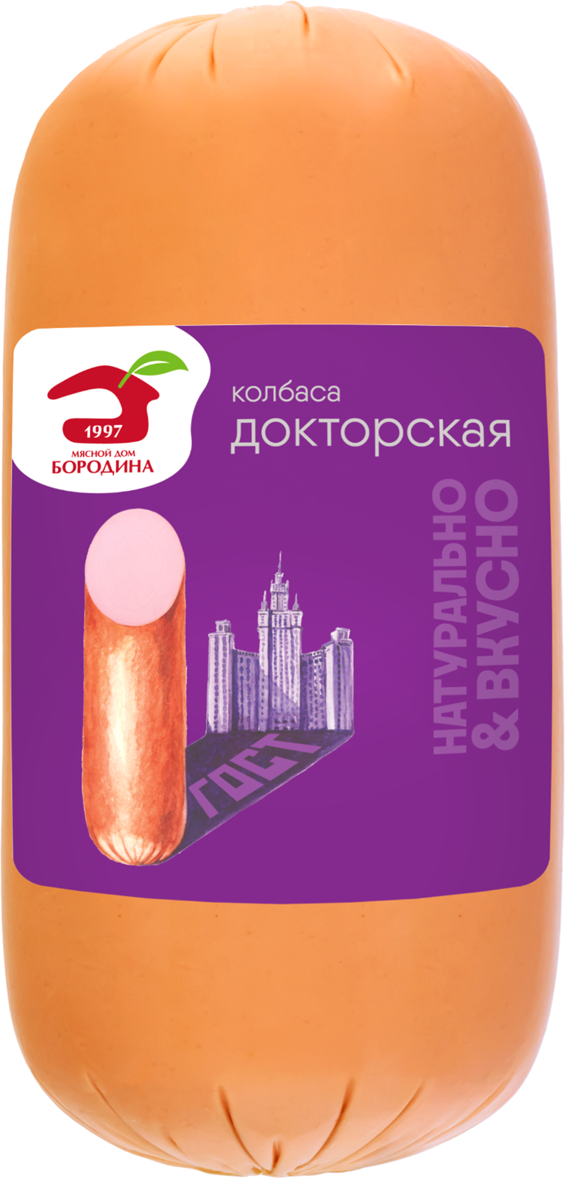 Изображение товара Колбаса Докторская вареная МД БОРОДИНА 400 г - классический вкус и высокое качество Изображение товара Колбаса Докторская вареная МД БОРОДИНА 400 г - классический вкус и высокое качество