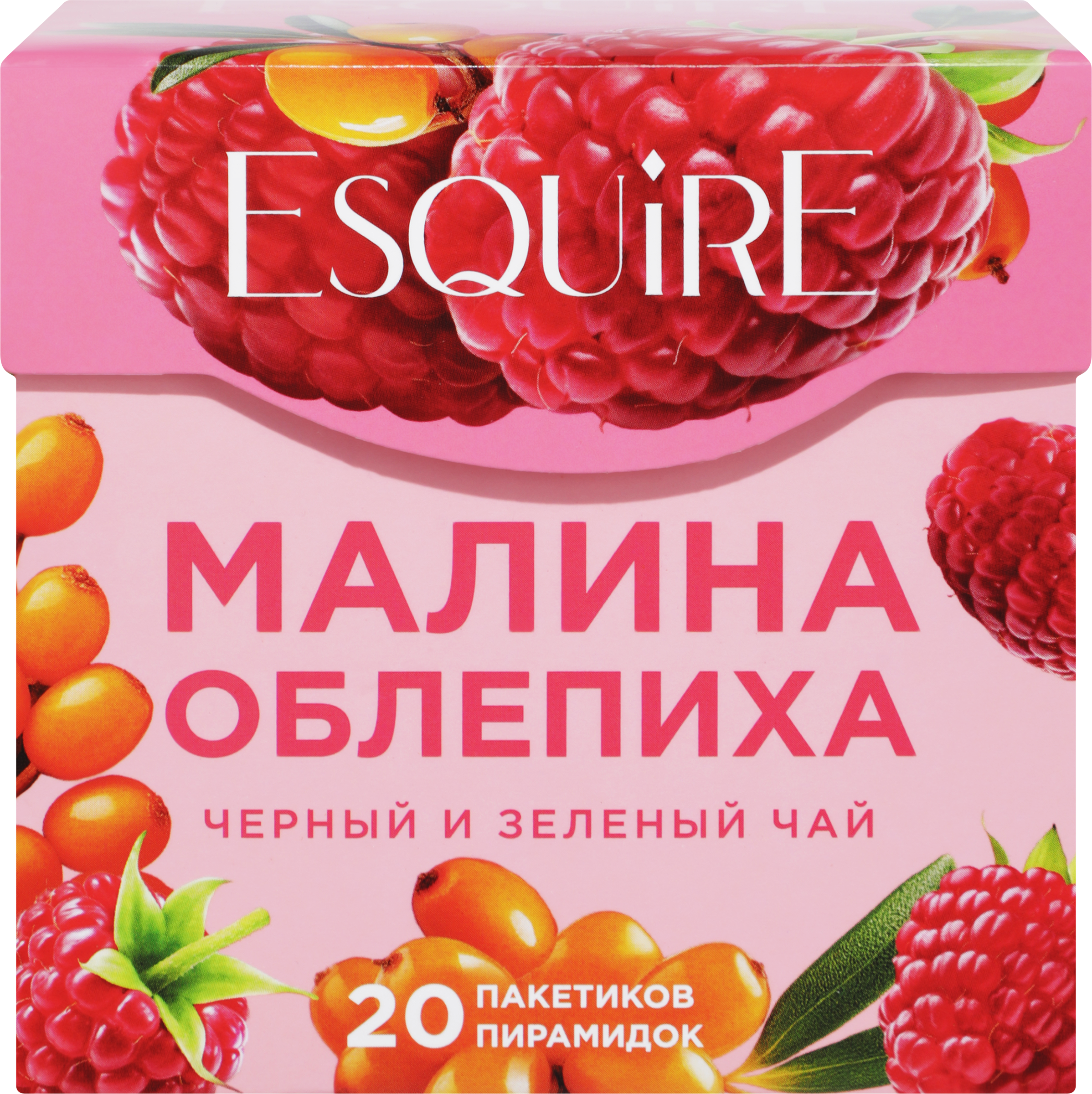 Изображение товара Чай черный и зеленый ESQUIRE Малина-облепиха, байховый ароматизированный, 36г