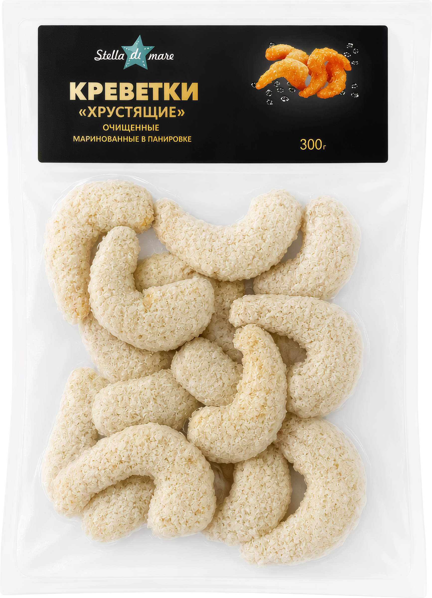 Изображение товара Креветки белоногие маринованные STELLA DI MARE Хрустящие, очищенные в панировке, 300г