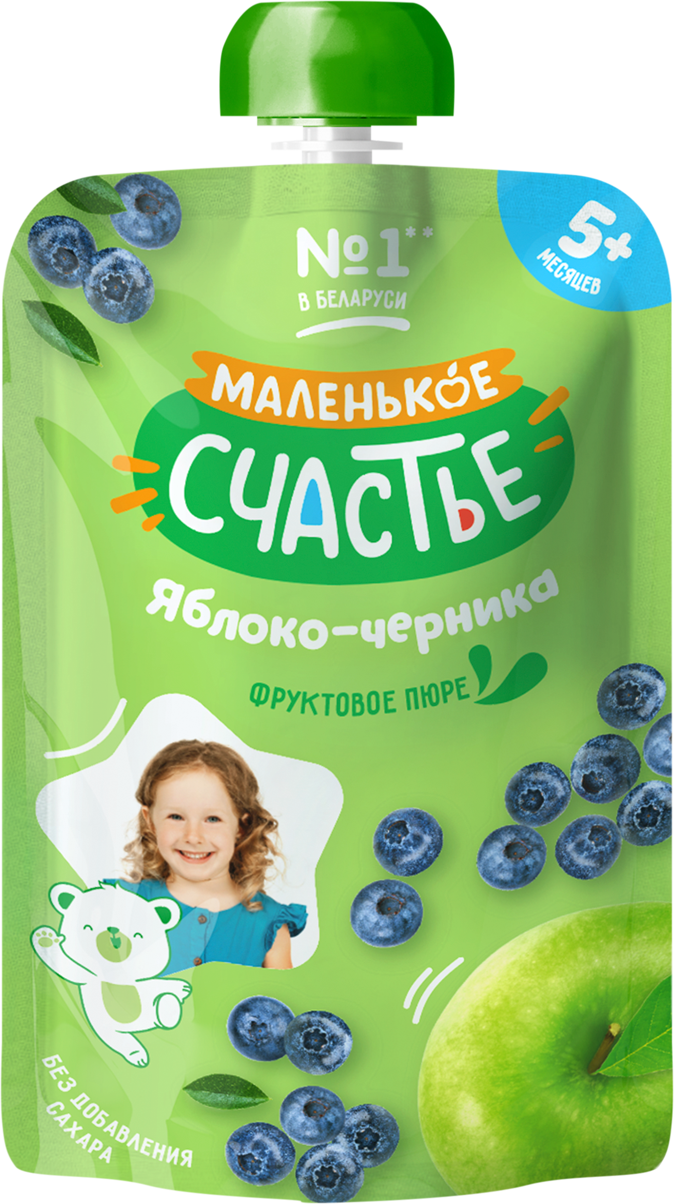 Изображение товара Пюре фруктово-ягодное МАЛЕНЬКОЕ СЧАСТЬЕ Яблоко-Черника, с 5 месяцев, 90г Изображение товара Пюре фруктово-ягодное МАЛЕНЬКОЕ СЧАСТЬЕ Яблоко-Черника, с 5 месяцев, 90г