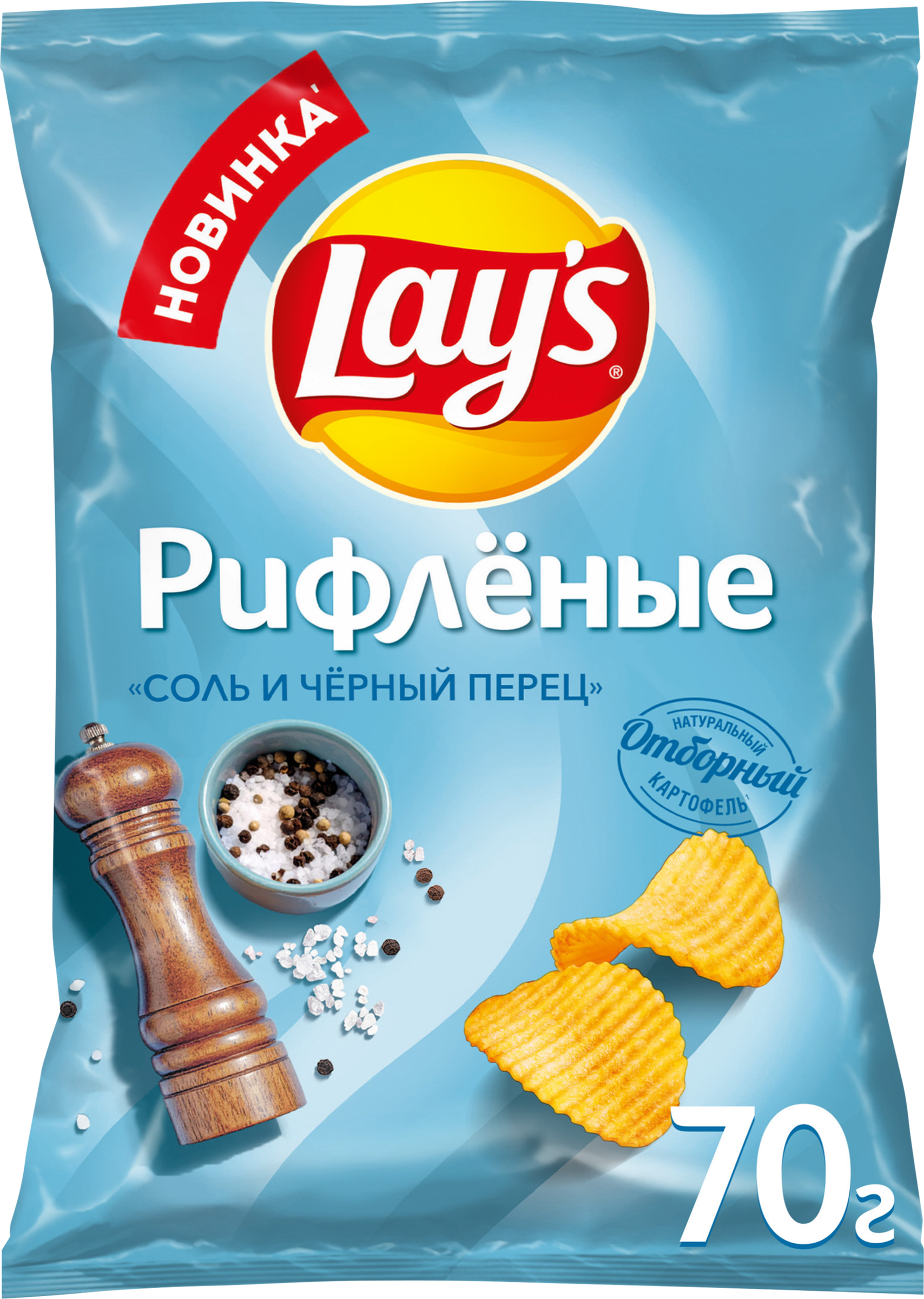 Изображение товара Чипсы картофельные LAY'S Соль и черный перец, рифленые, 70г Изображение товара Чипсы картофельные LAY'S Соль и черный перец, рифленые, 70г