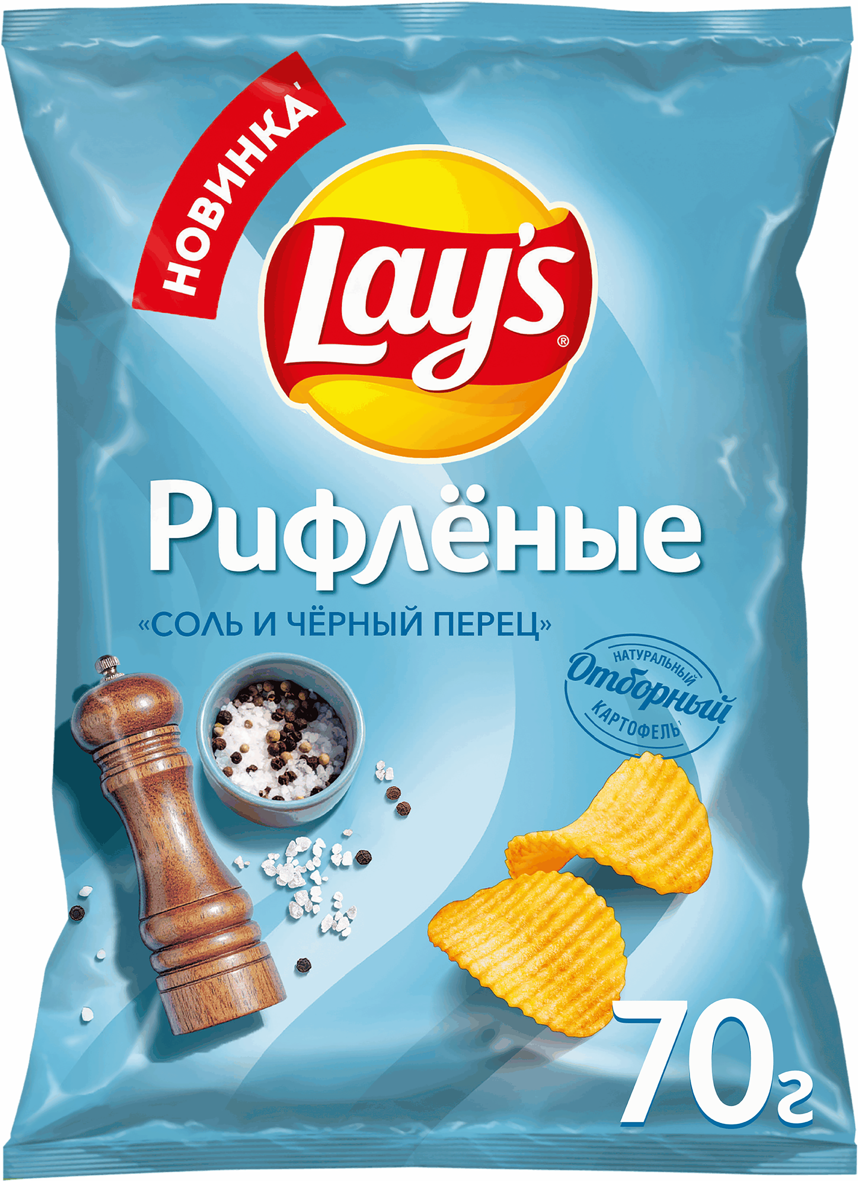 Изображение товара Картофельные чипсы LAY'S Соль и черный перец, рифленые, 70 г Изображение товара Картофельные чипсы LAY'S Соль и черный перец, рифленые, 70 г