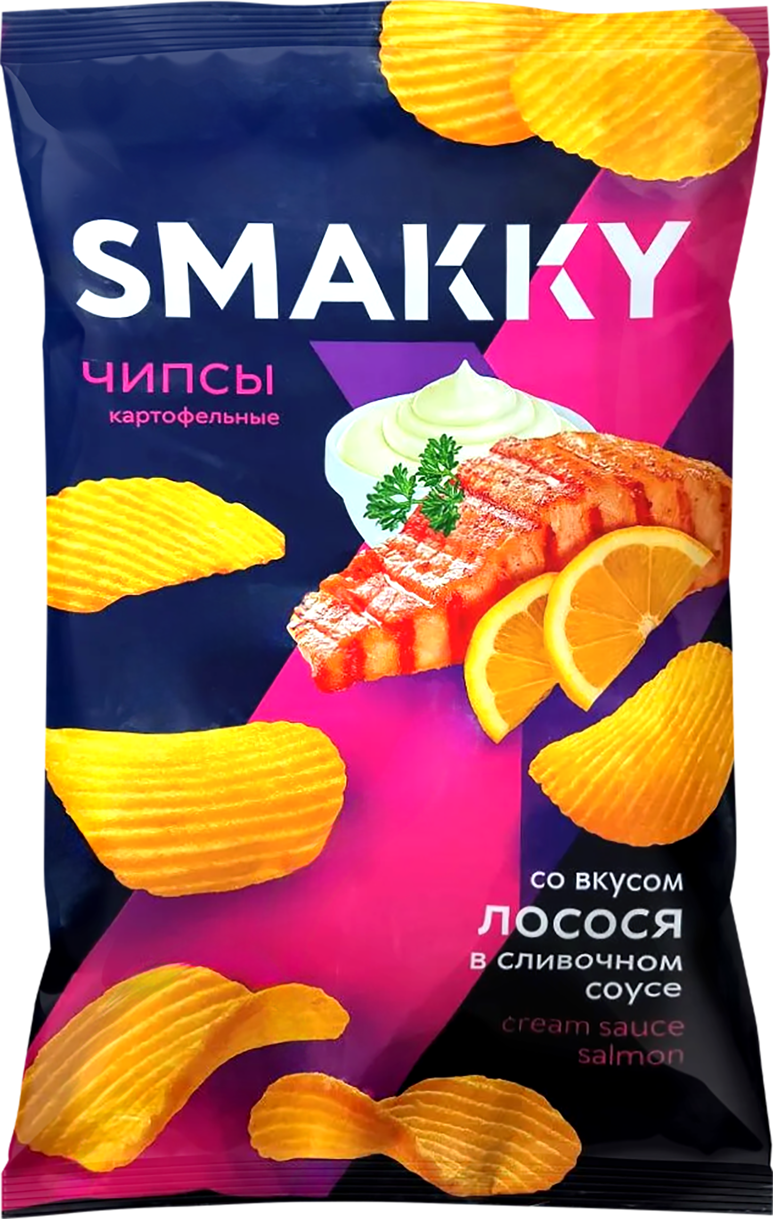 Изображение товара Чипсы SMAKKY со вкладышами из лосося в сливочном соусе, натуральный вкус и качество Изображение товара Чипсы SMAKKY со вкладышами из лосося в сливочном соусе, натуральный вкус и качество