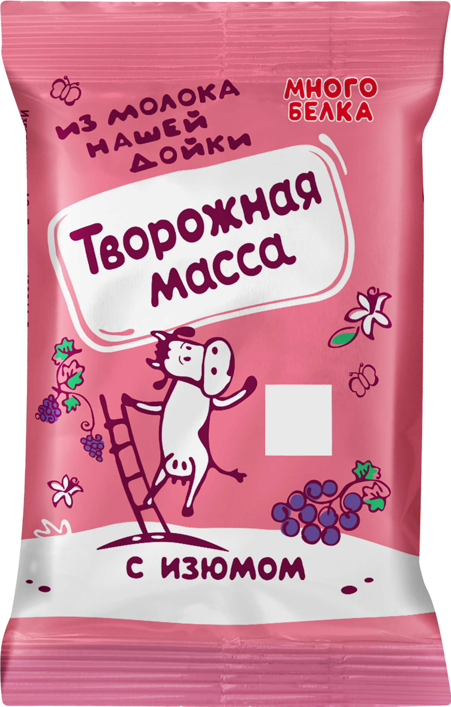 Изображение товара Масса творожная НАШЕЙ ДОЙКИ с изюмом 13% - натуральный десерт в упаковке