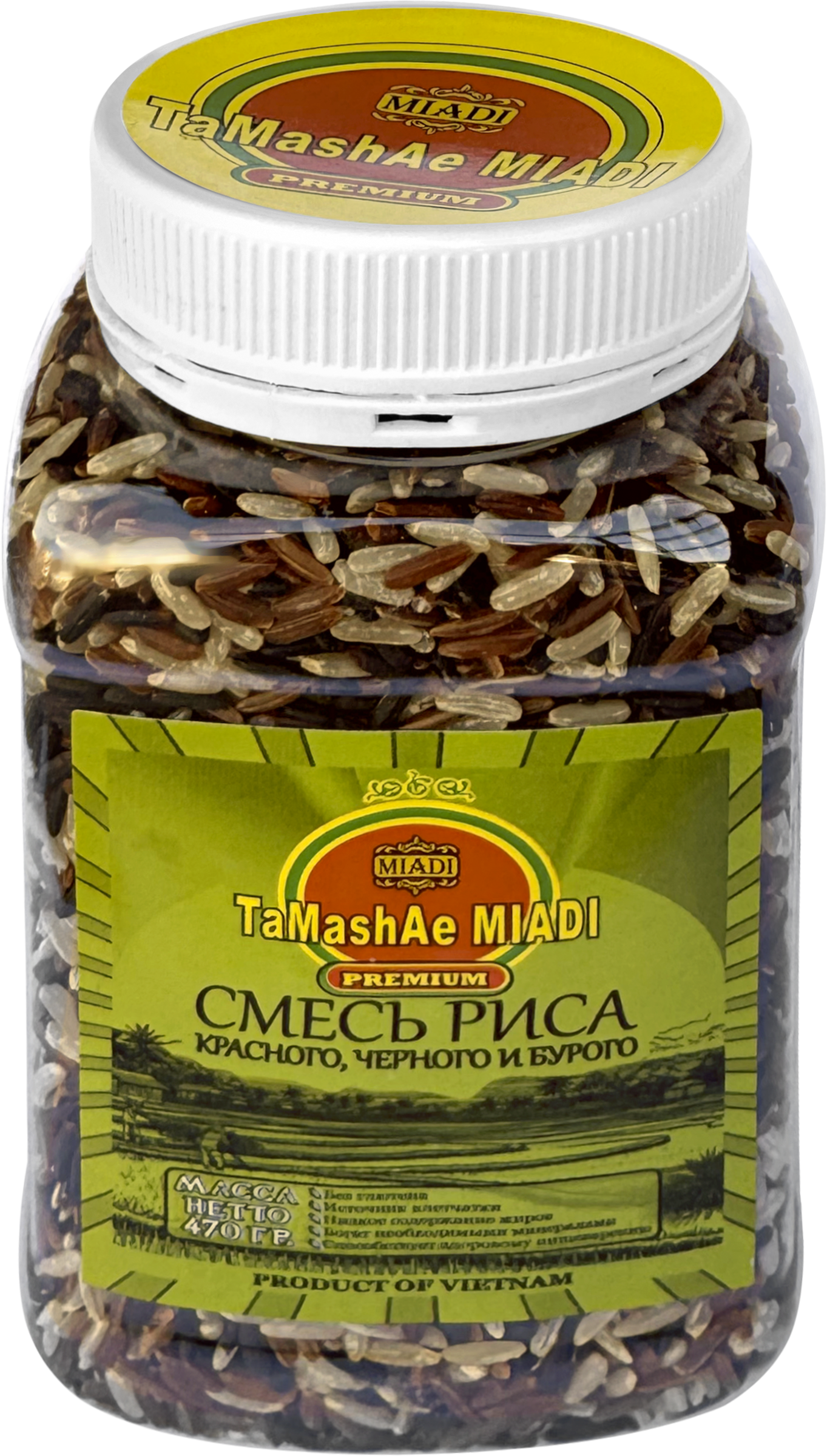 Изображение товара Смесь риса TAMASHAE MIADI PREMIUM Красный, черный и бурый, 470г Изображение товара Смесь риса TAMASHAE MIADI PREMIUM Красный, черный и бурый, 470г