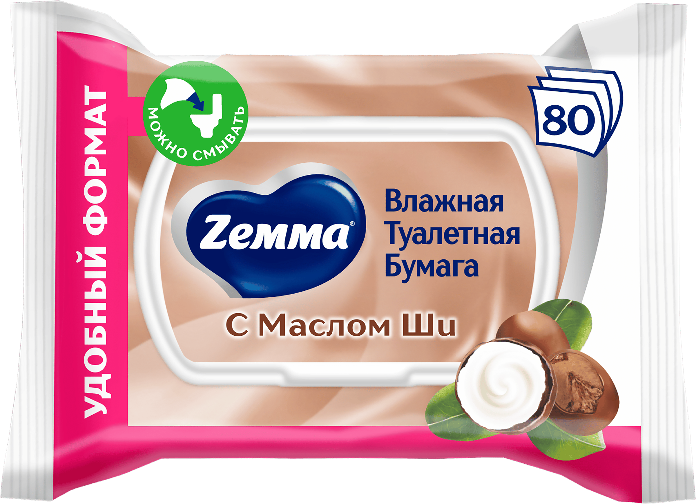 Изображение товара Бумага туалетная влажная ZEMMA с маслом Ши, 80шт Изображение товара Бумага туалетная влажная ZEMMA с маслом Ши, 80шт