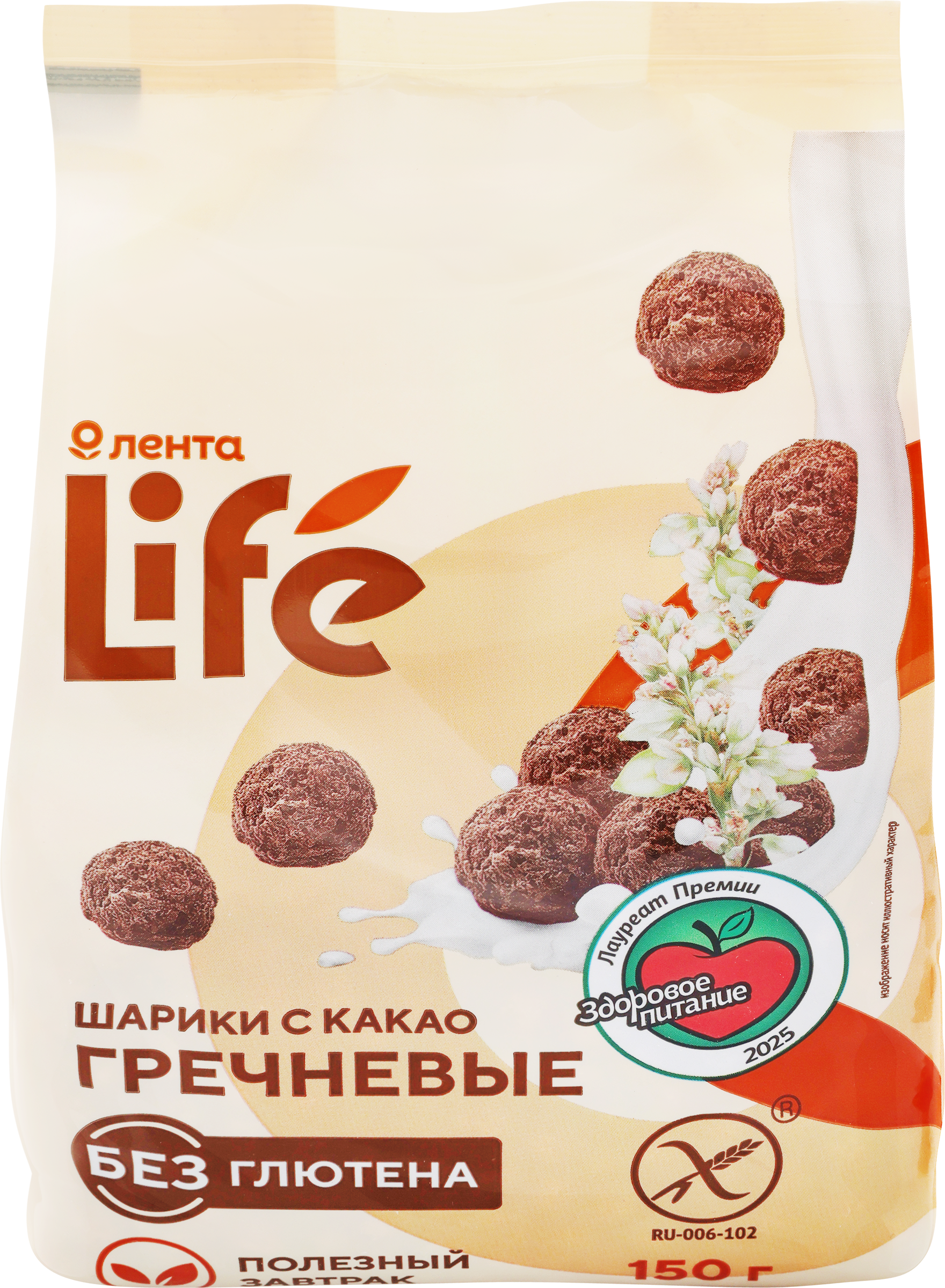 Изображение товара Шарики гречневые ЛЕНТА LIFE с какао безглютеновые 150г