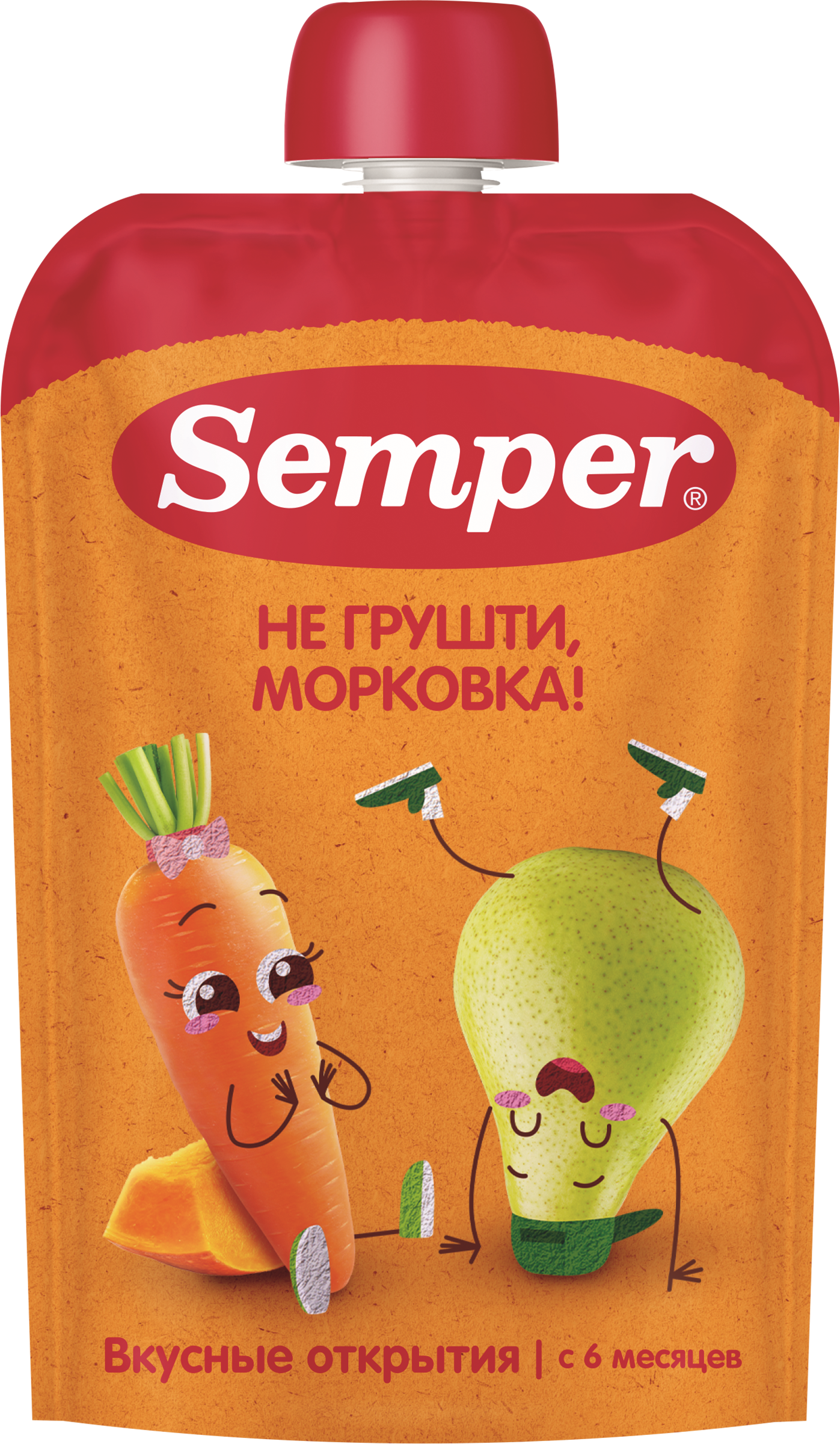 Изображение товара Пюре фруктово-овощное SEMPER Яблоко, груша, морковь и тыква, с 6 месяцев, 100г Изображение товара Пюре фруктово-овощное SEMPER Яблоко, груша, морковь и тыква, с 6 месяцев, 100г