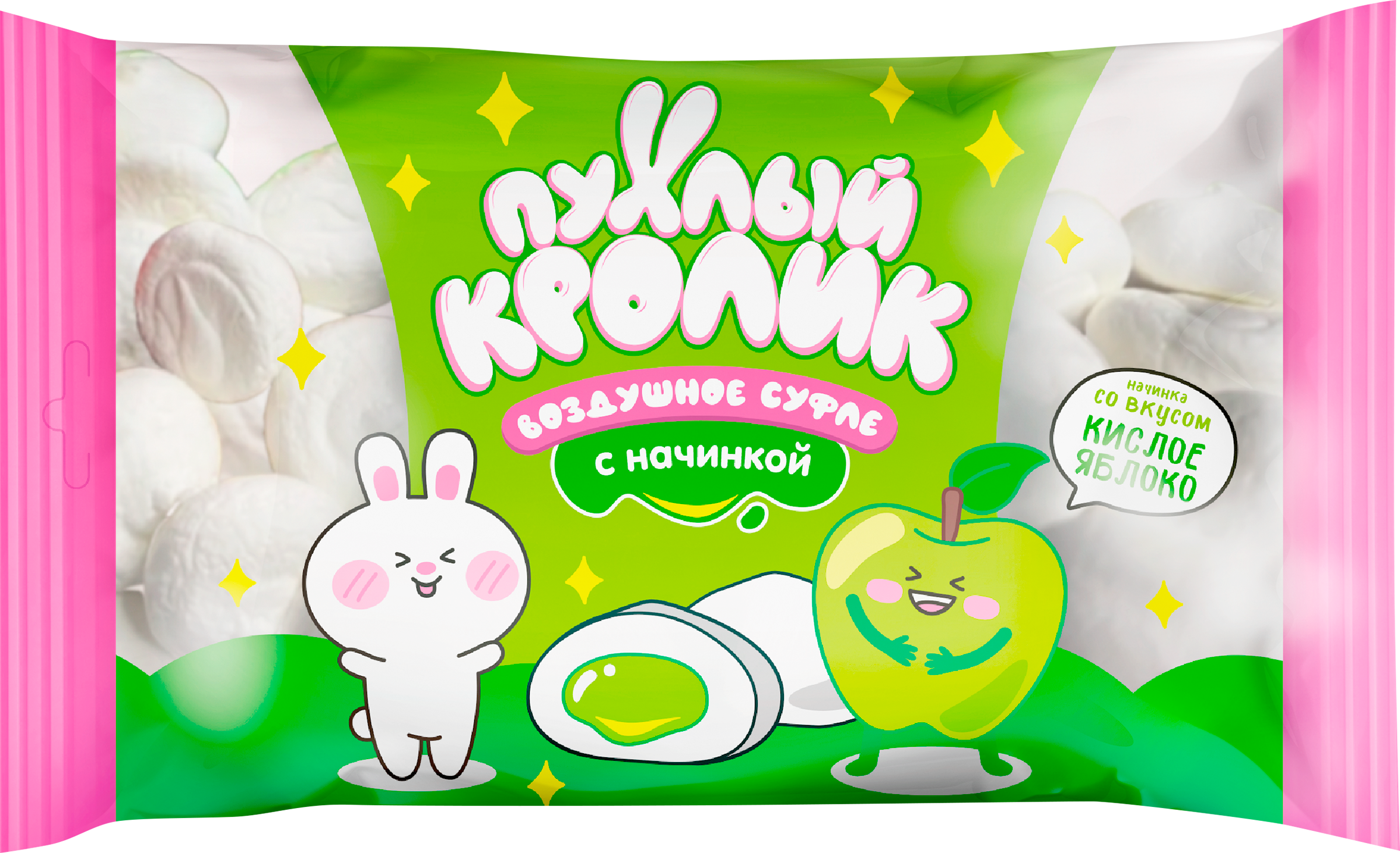 Изображение товара Суфле ПУХЛЫЙ КРОЛИК воздушное со вкусом кислого яблока, 85г
