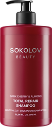 Шампунь для волос SOKOLOV Dark Cherry&Almond, для восстановления, 750мл, вид