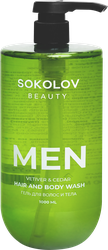 Гель для волос и тела мужской SOKOLOV Vetiver&Cedar, 1000мл, изображение