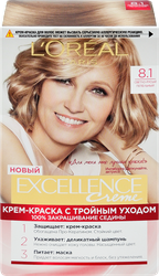 Краска для волос EXCELLENCE 8.1 Светло-русый пепельный, 176мл, вид