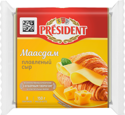 Сыр плавленый PRESIDENT Маасдам 40%, без змж, 150г, фотография