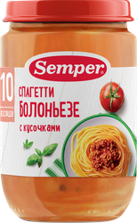 Пюре SEMPER Спагетти Болоньезе, с 12 месяцев, 190г, фото