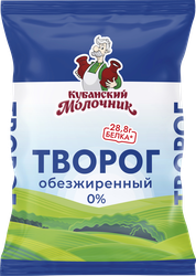 Творог КУБАНСКИЙ МОЛОЧНИК Уманский нежирный, без змж, 180г, детальное фото