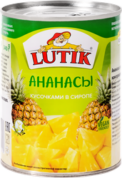 Ананасы LUTIK кусочки в сиропе, 580мл, изображение