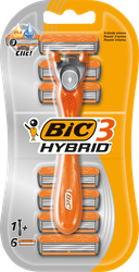 Бритва мужская BIC Гибрид 3, 1 ручка + 6 кассет, изображение