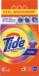 Стиральный порошок для цветного белья TIDE Аквапудра Color, автомат, 6кг, крупный план