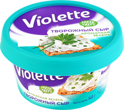 Сыр творожный КАРАТ Violette с зеленью 70%, без змж, 140г, картинка