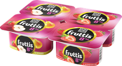 Продукт йогуртный FRUTTIS Суперэкстра Клубника/Яблоко, груша 8%, без змж, 115г, изображение