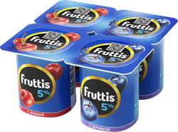 Продукт йогуртный FRUTTIS Вишня/Черника 5%, без змж, 115г, фото