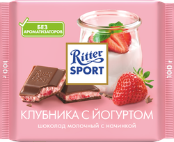 Шоколад молочный RITTER SPORT Клубника с йогуртом, 100г, фотография