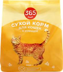 Изображение товара Корм сухой для кошек 365 ДНЕЙ с курицей, 400г