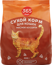 Изображение товара Корм сухой для кошек 365 ДНЕЙ Мясное ассорти, 400г